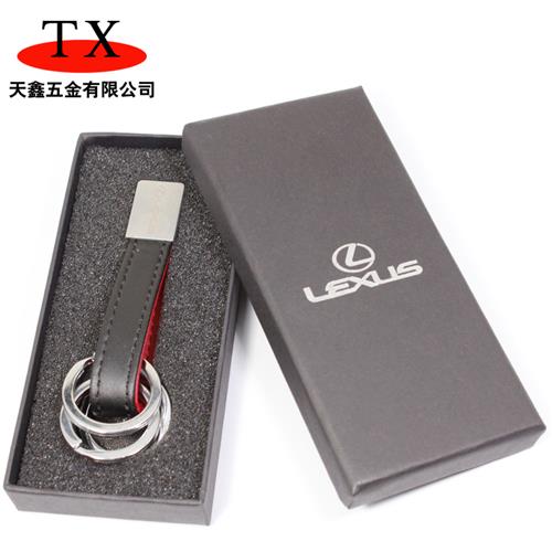  新款锌合金属拉扣多环皮革钥匙扣