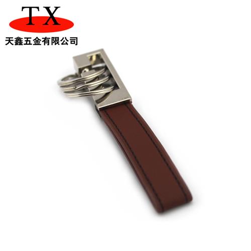 创意金属拉环钥匙扣 双环皮钥匙扣