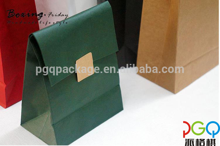 Customised colorful biodegradable folding food brown paper bag