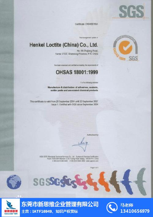 江蘇OHSAS18001辦理,新思維企業管理