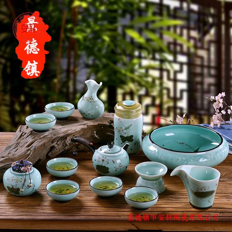 景德鎮(zhèn)青瓷茶具廠家供應(yīng)功夫影青瓷茶具禮品原始圖片3