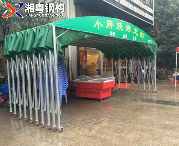 珠海个性定制钢结构推拉雨棚伸缩遮阳篷