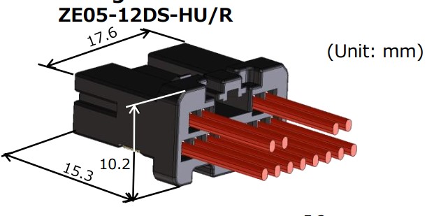 HRS連接器膠殼 矩形8孔汽車連接器ZE05-8DS-HU/R