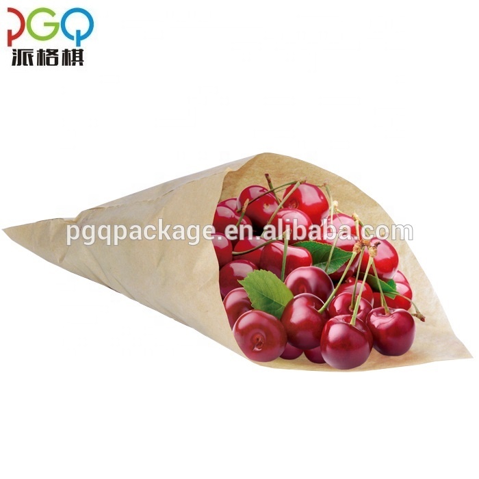 25*15*1 Customized recyclable sharp bottomed paper bag for fruit